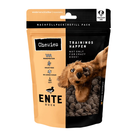Chewies Trainingshappen Eend 175 g – Gezonde beloningssnack voor honden