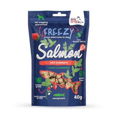 Syta Micha - FREEZY - Gevriesdroogde hondensnacks - Zalm met aardbei en basilicum - 40gr